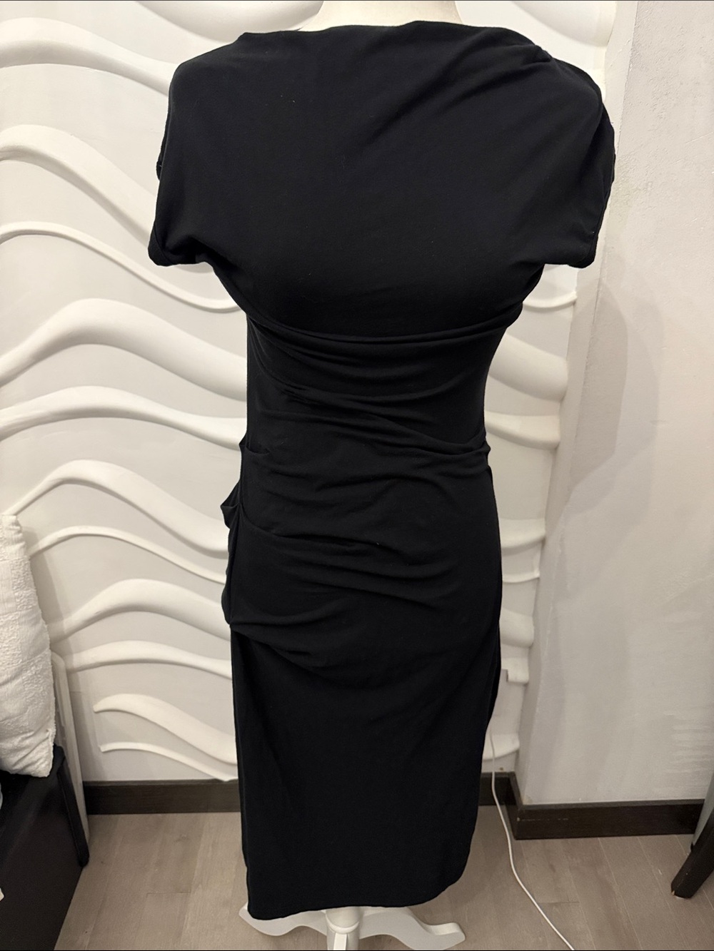 James Perse Black Midi Dress - Sleek Jersey Sheath